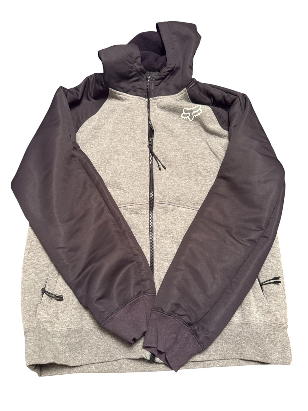 Fox Hooded Zip Jacket in Gray and Black large